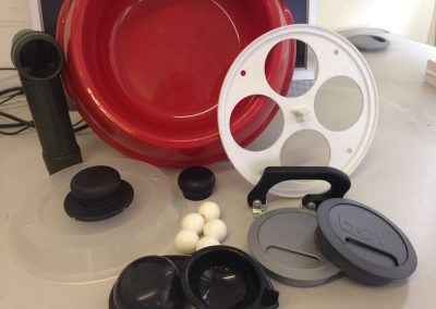 Plastic lids and bowls